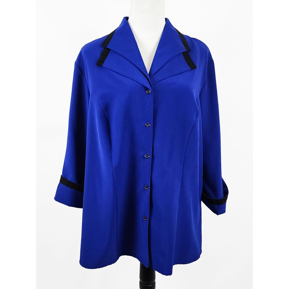 Covington Woman 16W/18W Vintage Blue Lightweight Blazer Blouse Retro